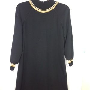 Vintage Black Gold Wool Gown Dalton